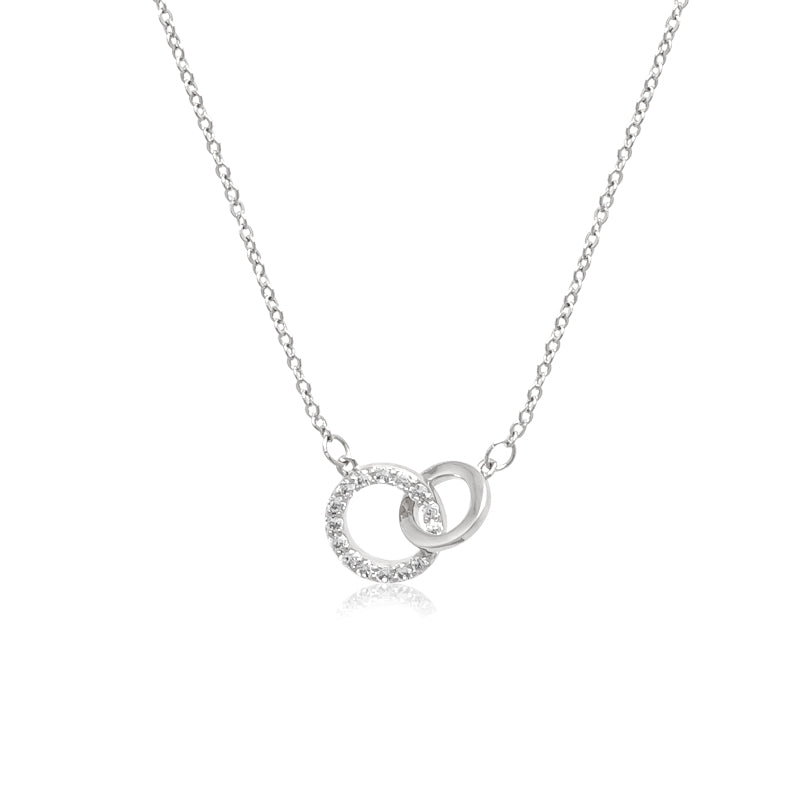 CHOMEL Cubic Zirconia Interlocking Round Rhodium Necklace