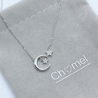 Moon  & Star Cubic Zirconia Necklace.