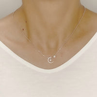 Moon  & Star Cubic Zirconia Necklace.