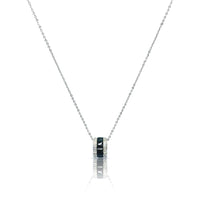 CHOMEL Cubic Zirconia Tunnel with Black Ceramic Centre Rhodium Necklace