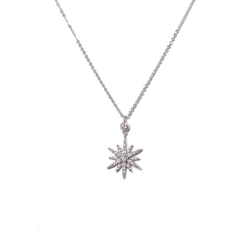 CHOMEL Cubic Zirconia Star  Rhodium Necklace