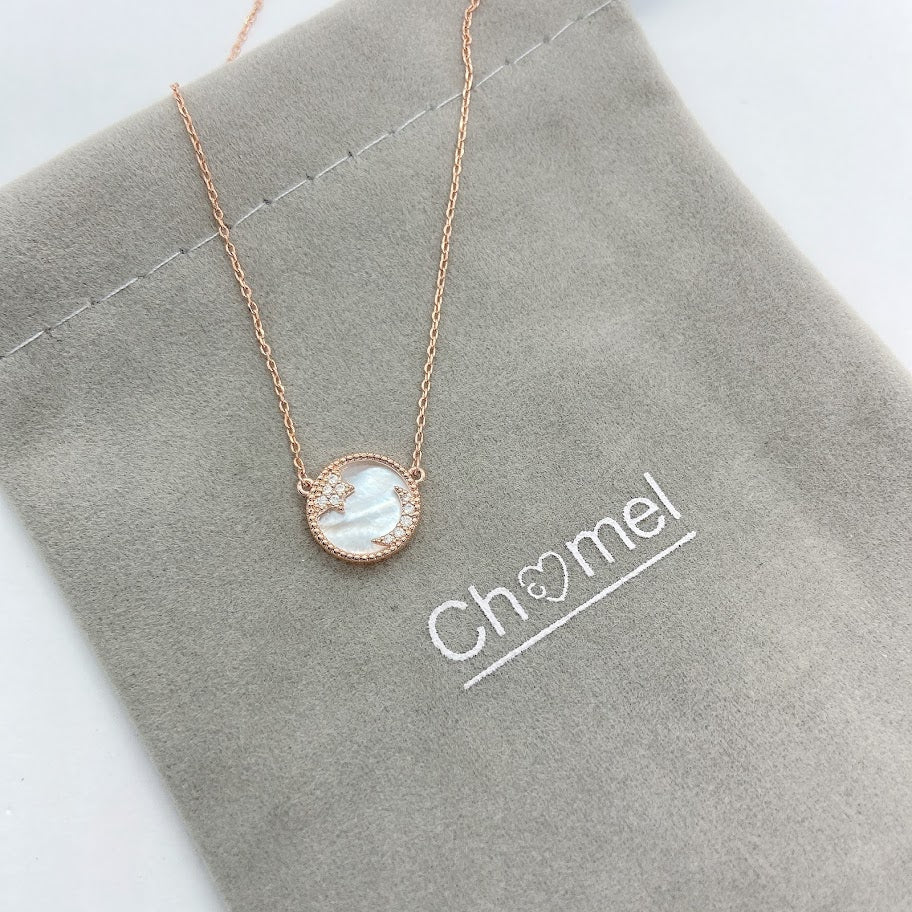 Moon & Star Mother of Pearl Necklace.