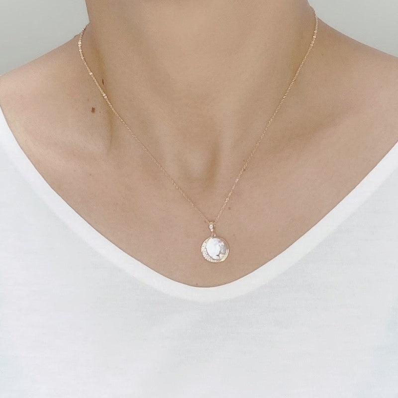 Moon & Star Mother of Pearl Necklace.