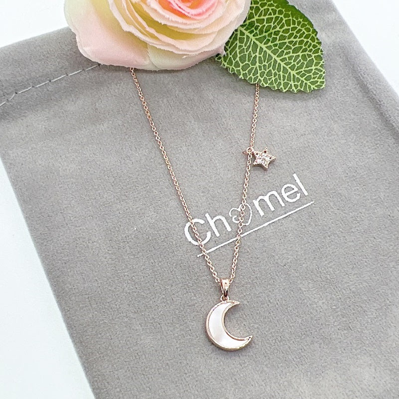 Moon & Star Mother of Pearl Necklace - CHOMEL