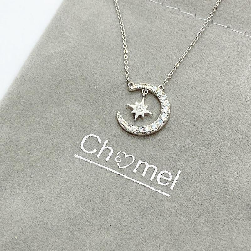 Moon & Star Cubic Zirconia Necklace.