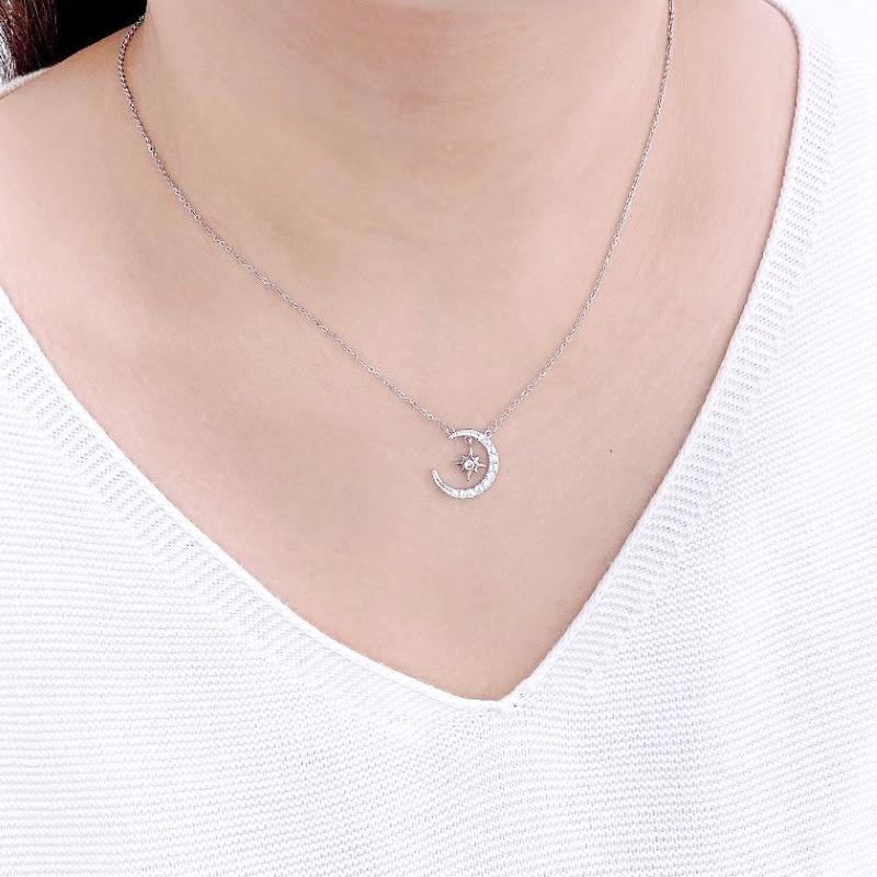 Moon & Star Cubic Zirconia Necklace.