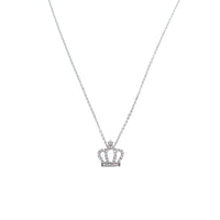 CHOMEL Cubic Zirconia Crown Rhodium Necklace