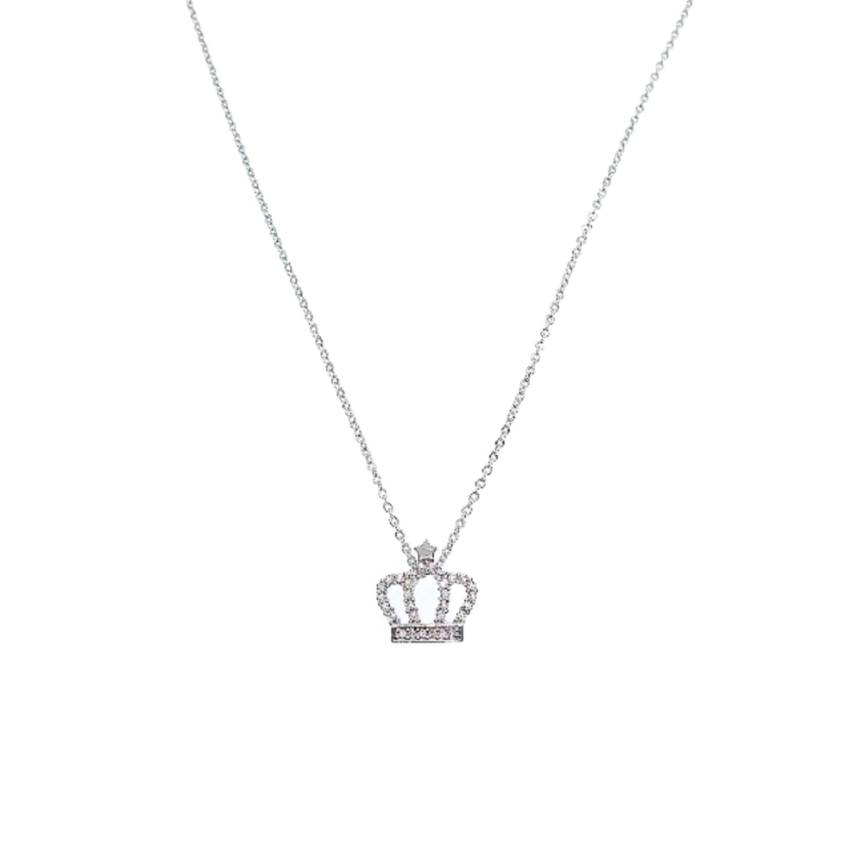 CHOMEL Cubic Zirconia Crown Rhodium Necklace