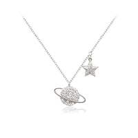CHOMEL Cubic Zirconia Planet with Star Rhodium Necklace