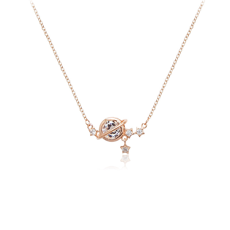 CHOMEL Cubic Zirconia Planet with Stars Rosegold Necklace