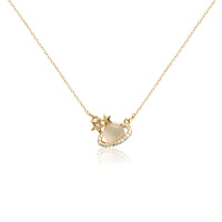 CHOMEL Cubic Zirconia and Moonstone Planet with Star  Rosegold Necklace