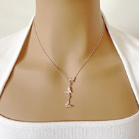 Rosegold Butterfly Cubic Zirconia  Necklace - CHOMEL