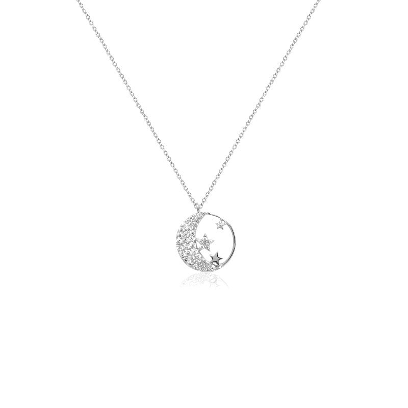 Moon & Star Cubic Zirconia Necklace - CHOMEL