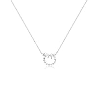 CHOMEL Cubic Zirconia Ribbon with Circle of Stars Rhodium Necklace
