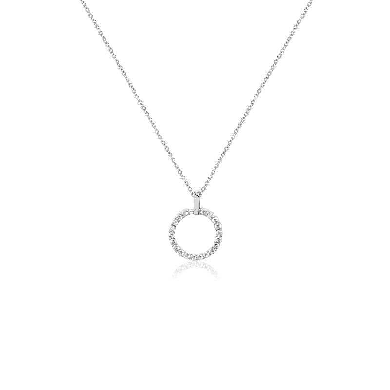 CHOMEL Cubic Zirconia Circle Rhodium Necklace