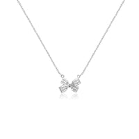 CHOMEL Cubic Zirconia Ribbon Rhodium Necklace