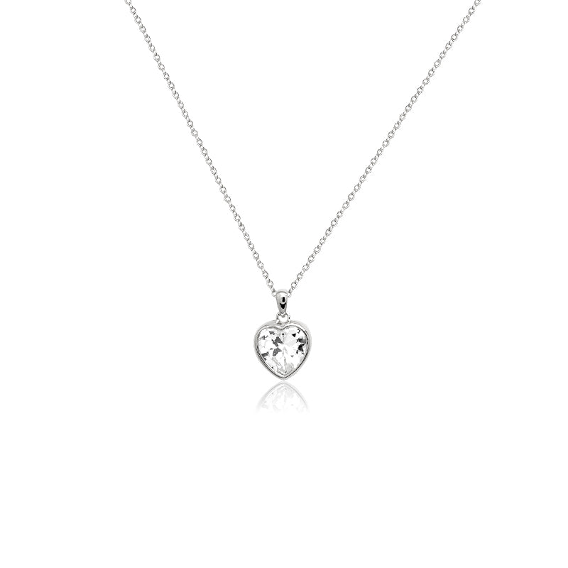 CHOMEL Cubic Zirconia Heart Rhodium Necklace