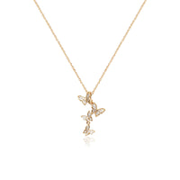 CHOMEL Cubic Zirconia 4 Butterfly Drop Rosegold Necklace