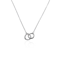 CHOMEL Cubic Zirconia Interlocking Circles Rhodium Necklace