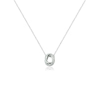 CHOMEL Cubic ZIrconia Interlocking Ring Pendant on Rhodium Necklace