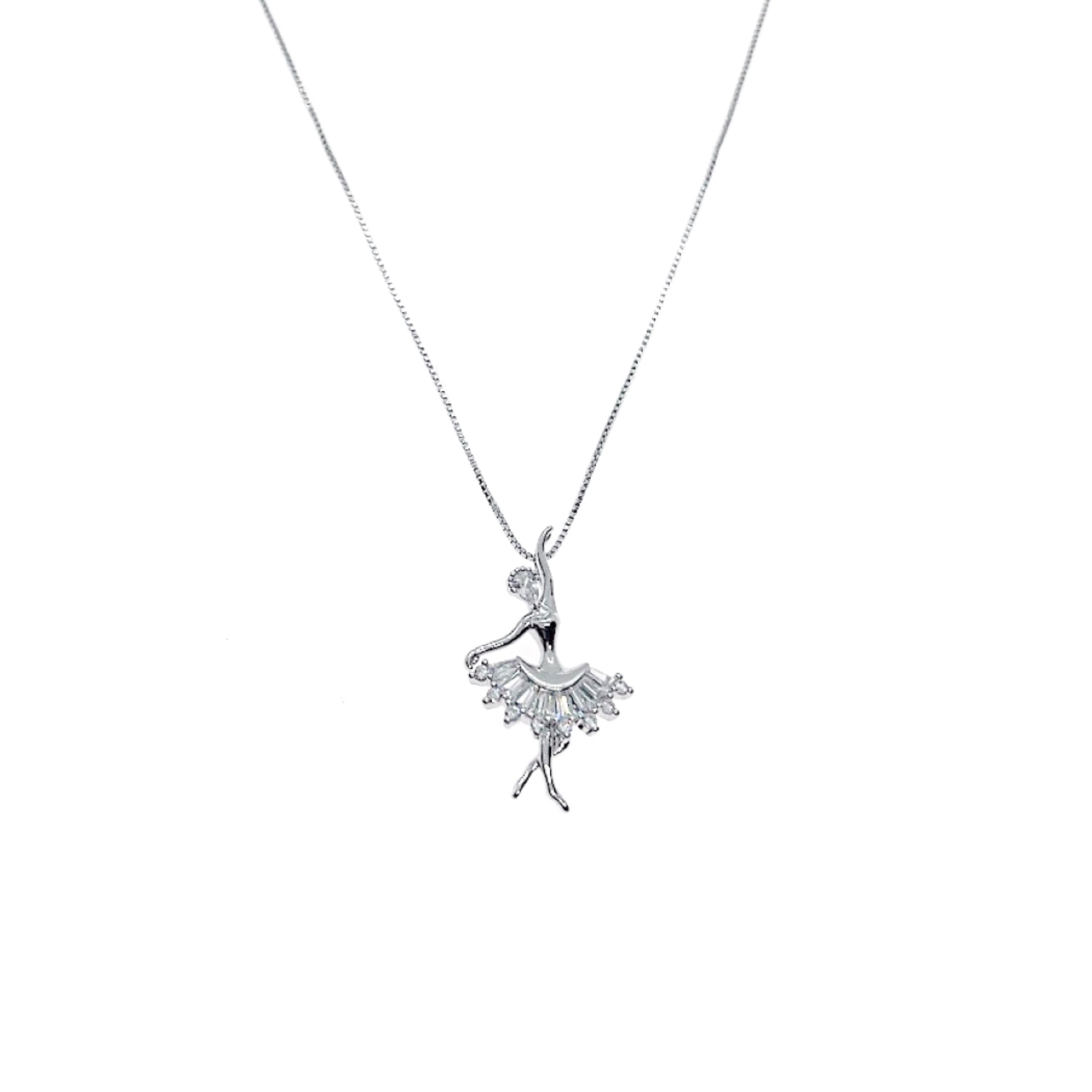 CHOMEL Cubic Zirconia Ballerina Rhodium Necklace