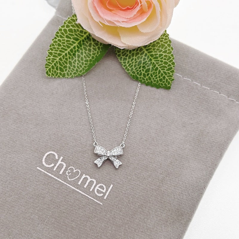 Ribbon Cubic Zirconia Necklace - CHOMEL