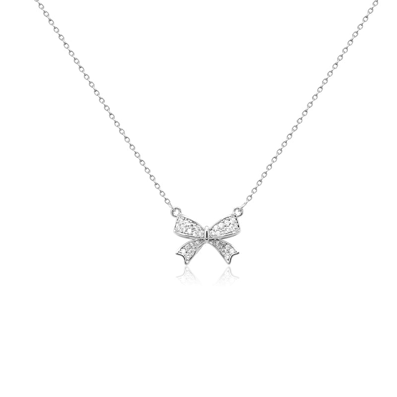 CHOMEL Cubic Zirconia Ribbon Rhodium Necklace