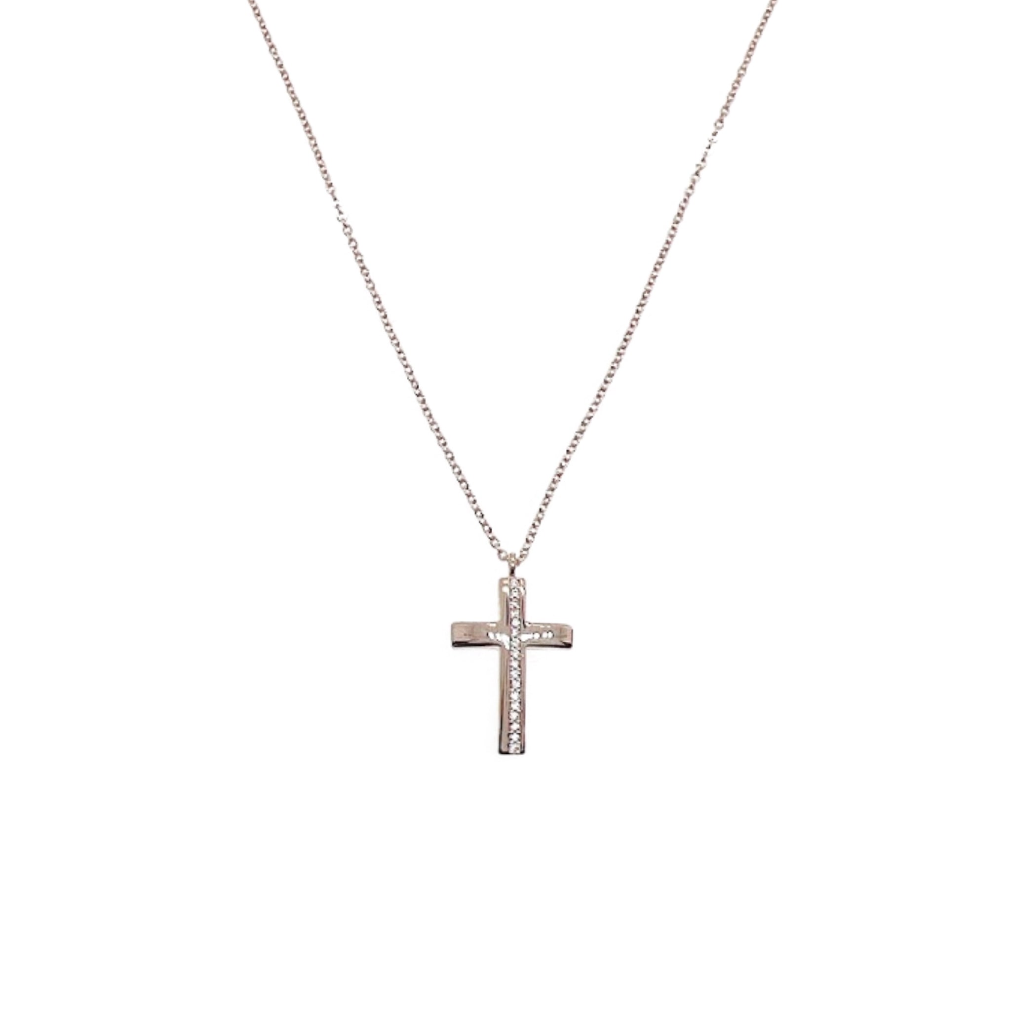 CHOMEL Cubic Zirconia Cross Rosegold Necklace