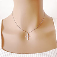 Cross Cubic Zirconia Pendant Necklace - CHOMEL