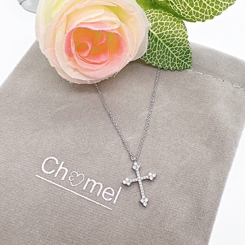 Cross Cubic Zirconia Pendant Necklace - CHOMEL