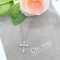 Cross Cubic Zirconia Pendant Necklace - CHOMEL
