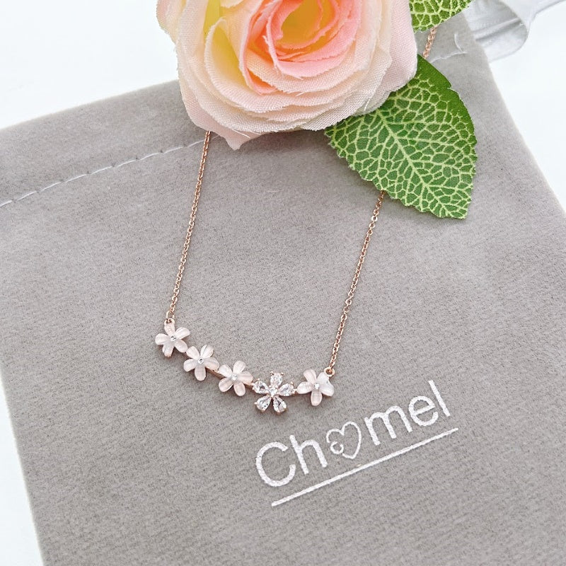 Flower Cubic Zirconia Necklace - CHOMEL