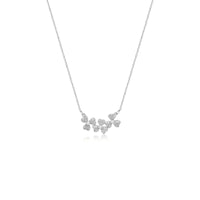 CHOMEL Cubic Zirconia 3 Shamrock Leaf Rhodium Necklace