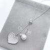 Heart Simulated Pearl Long Necklace.