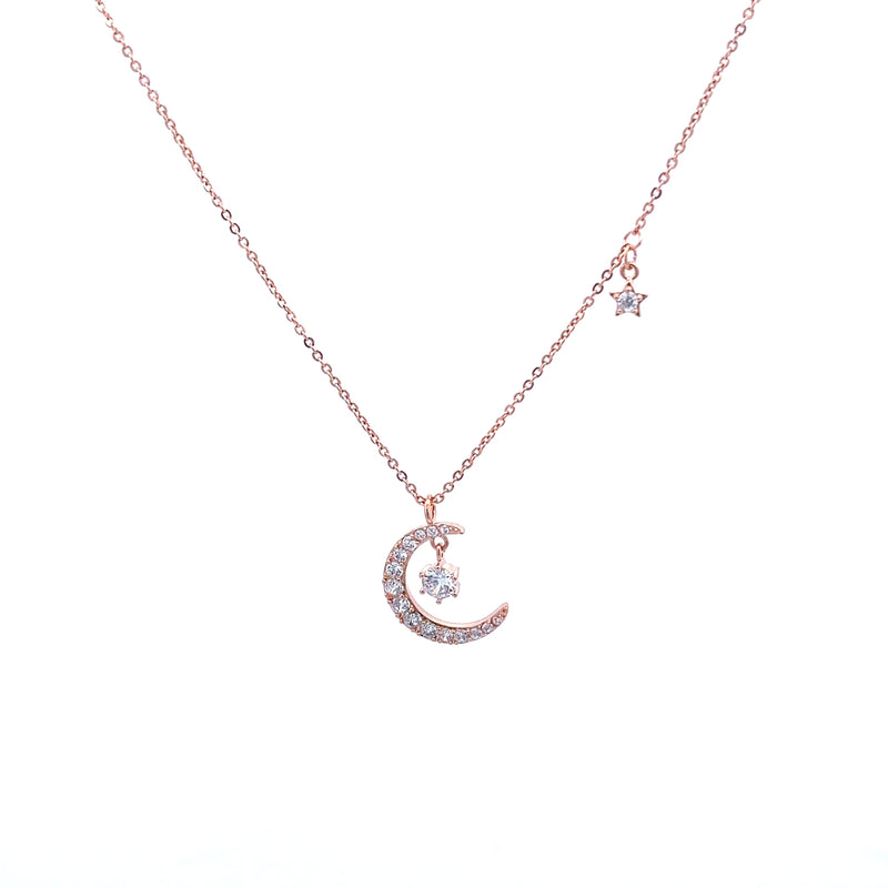 Moon & Star Cubic Zirconia Necklace
