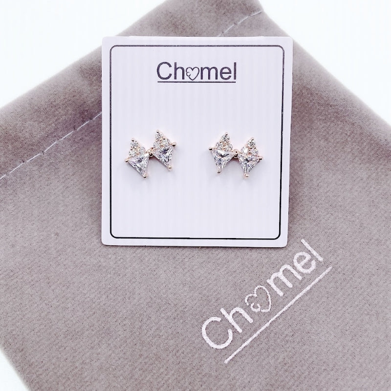 Ribbon Cubic Zirconia Earrings.