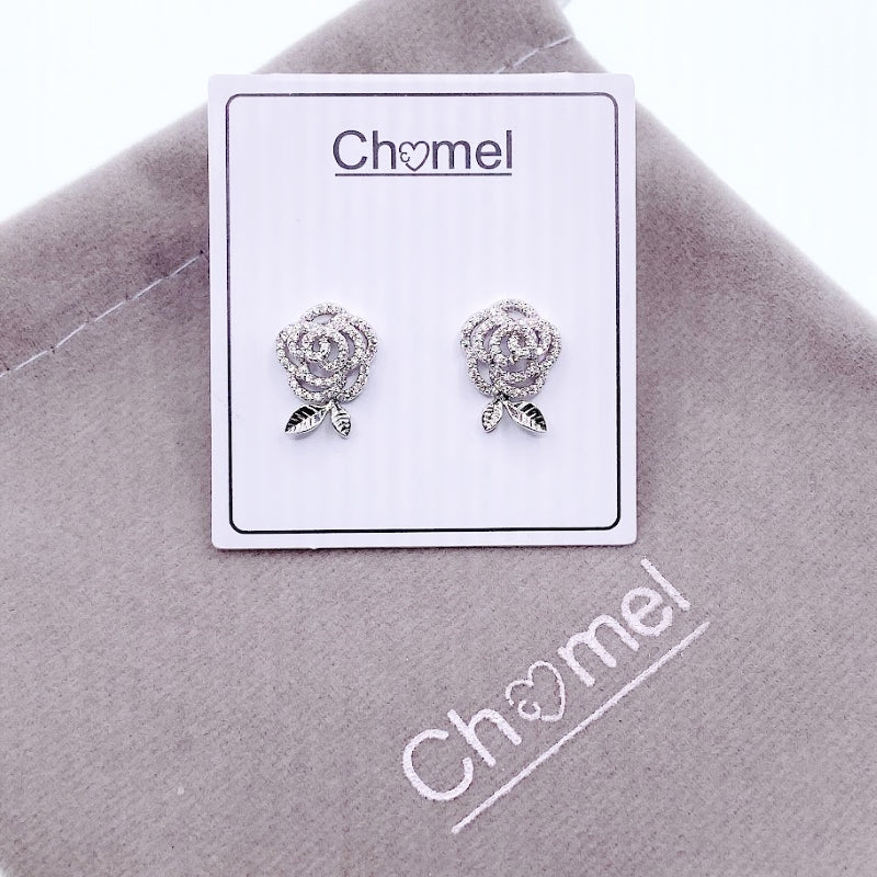 Flower Cubic Zirconia Earrings.