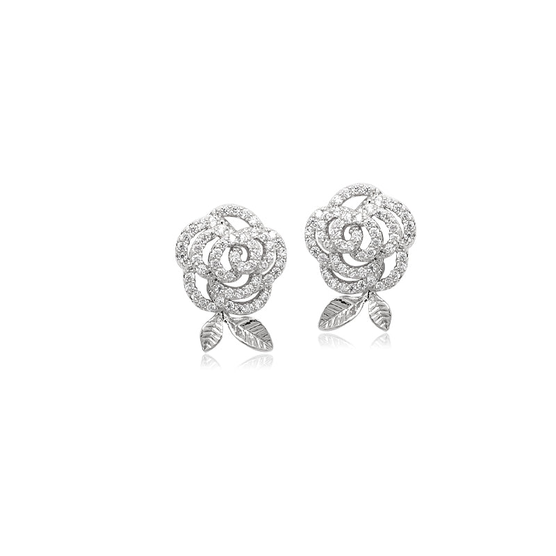 Flower Cubic Zirconia Earrings.