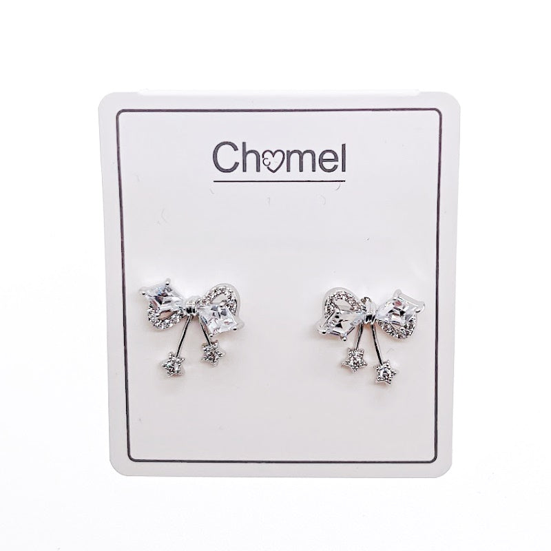 Ribbon Cubic Zirconia Earrings - CHOMEL