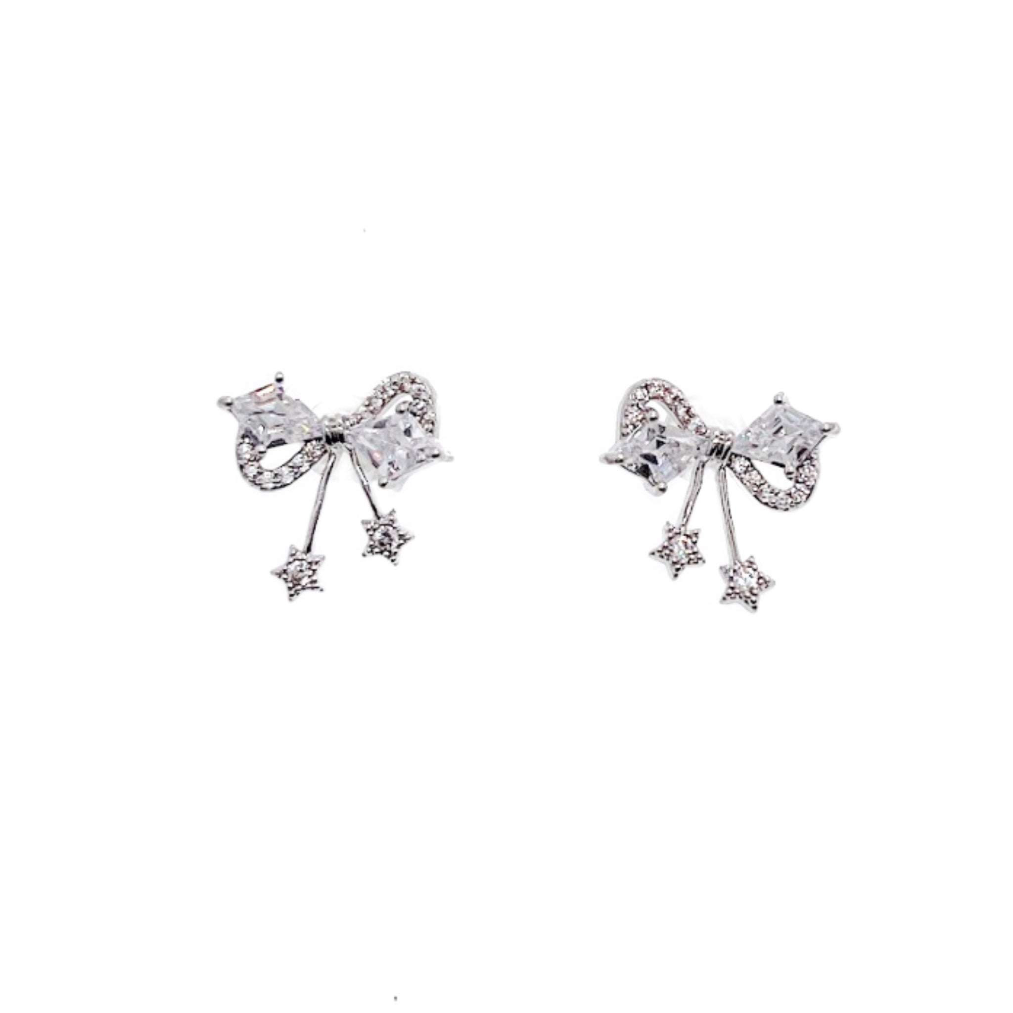 Ribbon Cubic Zirconia Earrings - CHOMEL