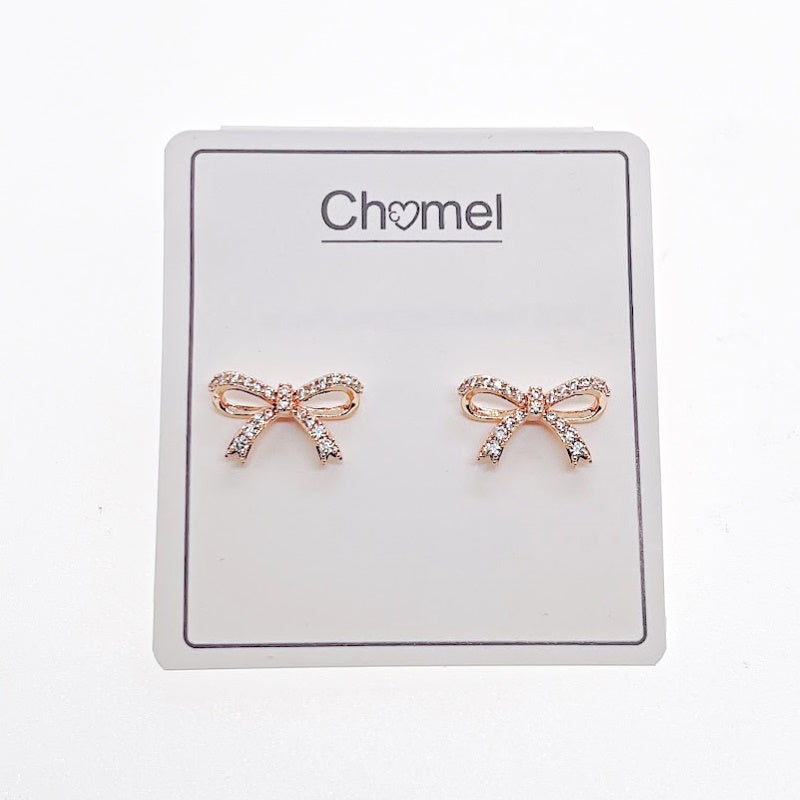 Ribbon Cubic Zirconia Earrings - CHOMEL
