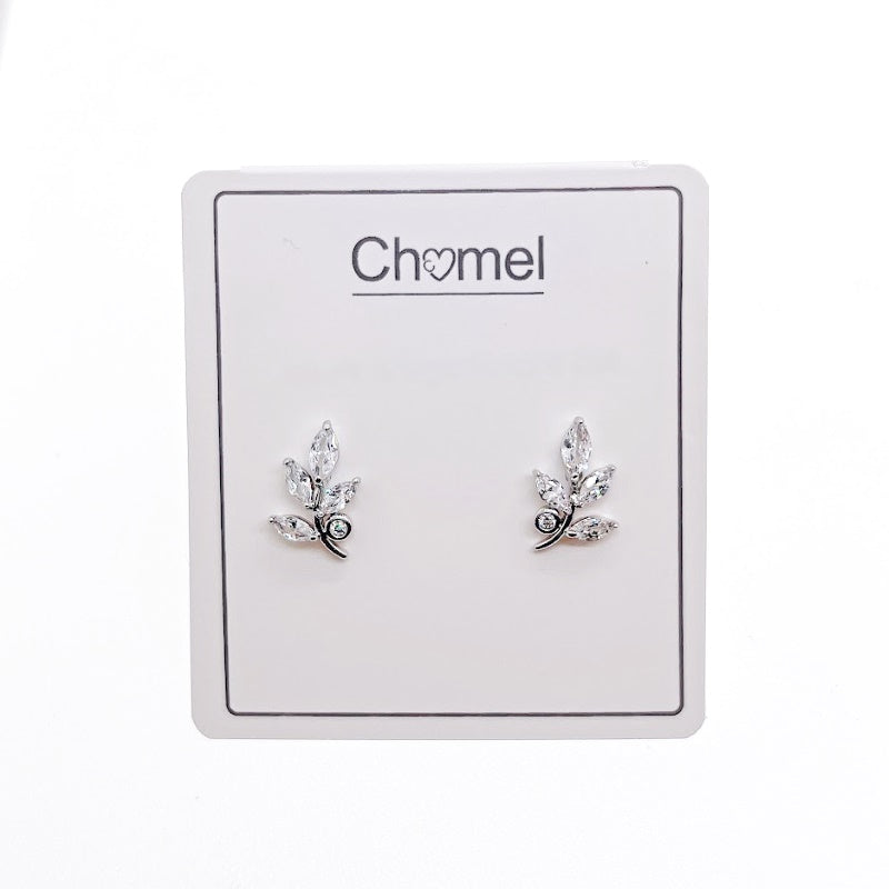 Leaf Cubic Zirconia Earrings - CHOMEL