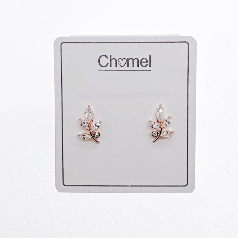 Leaf Cubic Zirconia Earrings - CHOMEL