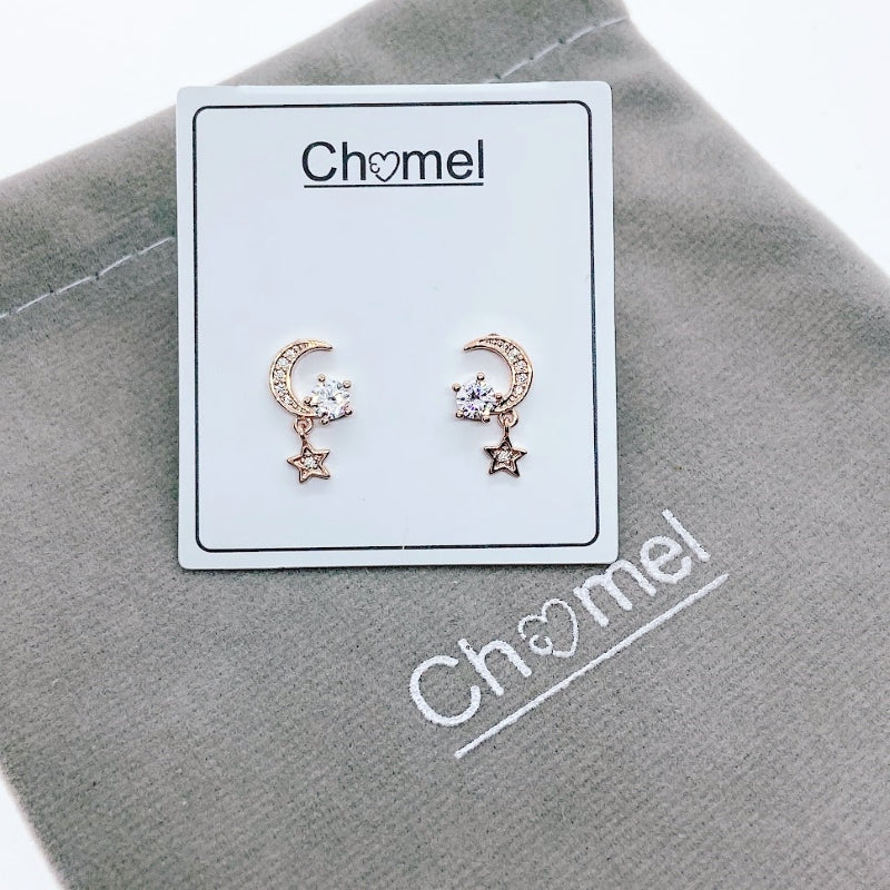 Moon & Star Cubic Zirconia Earrings.