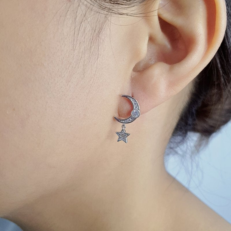 Moon & Star Cubic Zirconia Earrings.