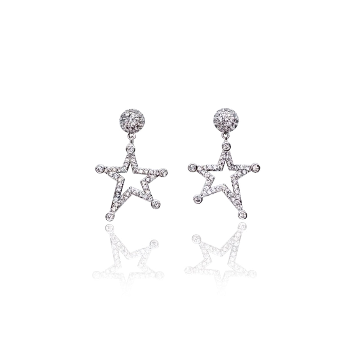 Cubic Zirconia Star Stud Drop Earrings.