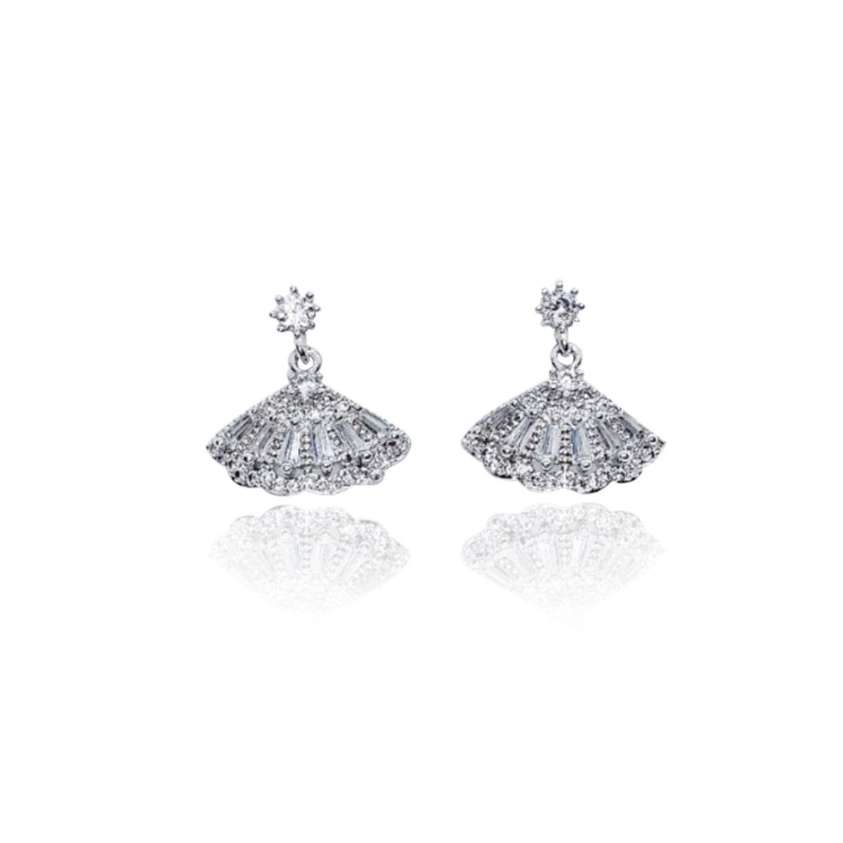 Fan Cubic Zirconia Earrings.