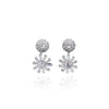 Round Flower Cubic Zirconia Earrings.