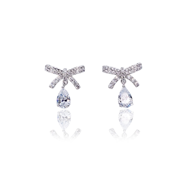 Ribbon Cubic Zirconia Earrings.