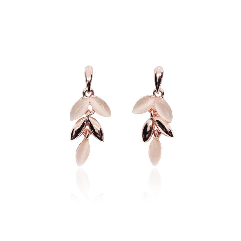 Leaf Simulated Moonstone Earrings.